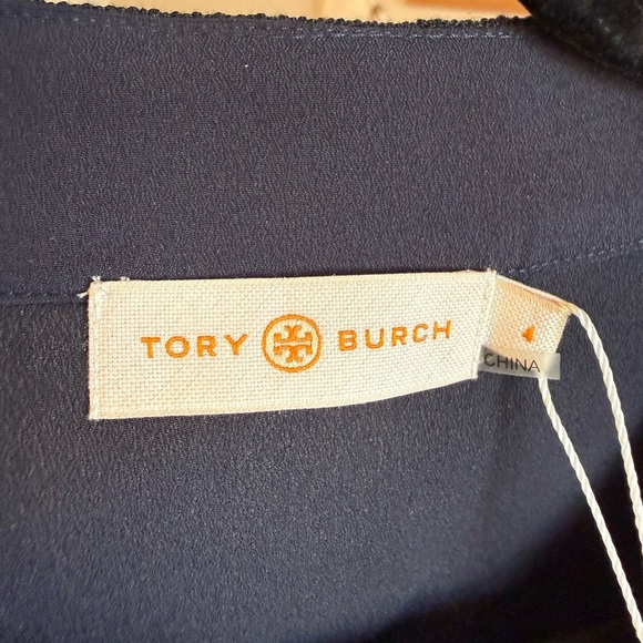 Tory Burch Dark Blue Tunic with Patterned Trim size 4 - Picture 4 of 10